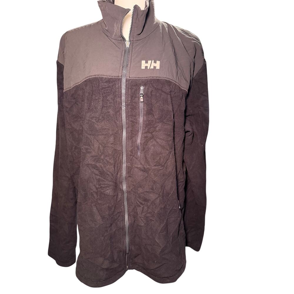 Helly Hansen Black Gray Hybrid Fleece Full Zip Outdoor Jacket, Men's XL